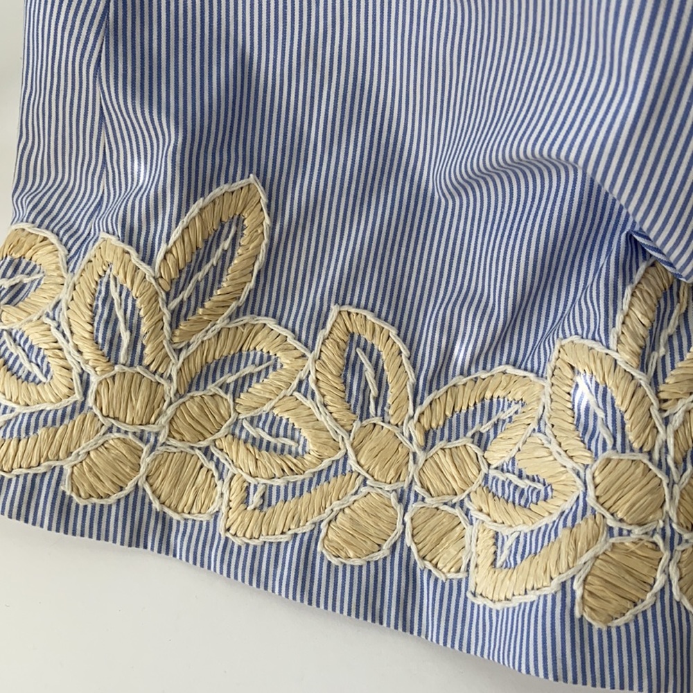 J.CREW STRIPED EMBROIDERED MIDI SKIRT size10 - Picture 2 of 4